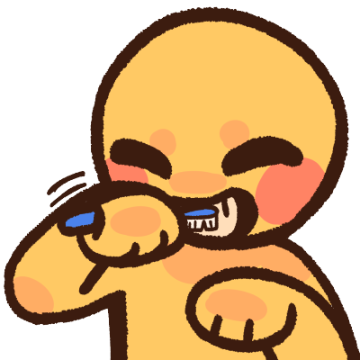 an emoji yellow person brushing their teeth
